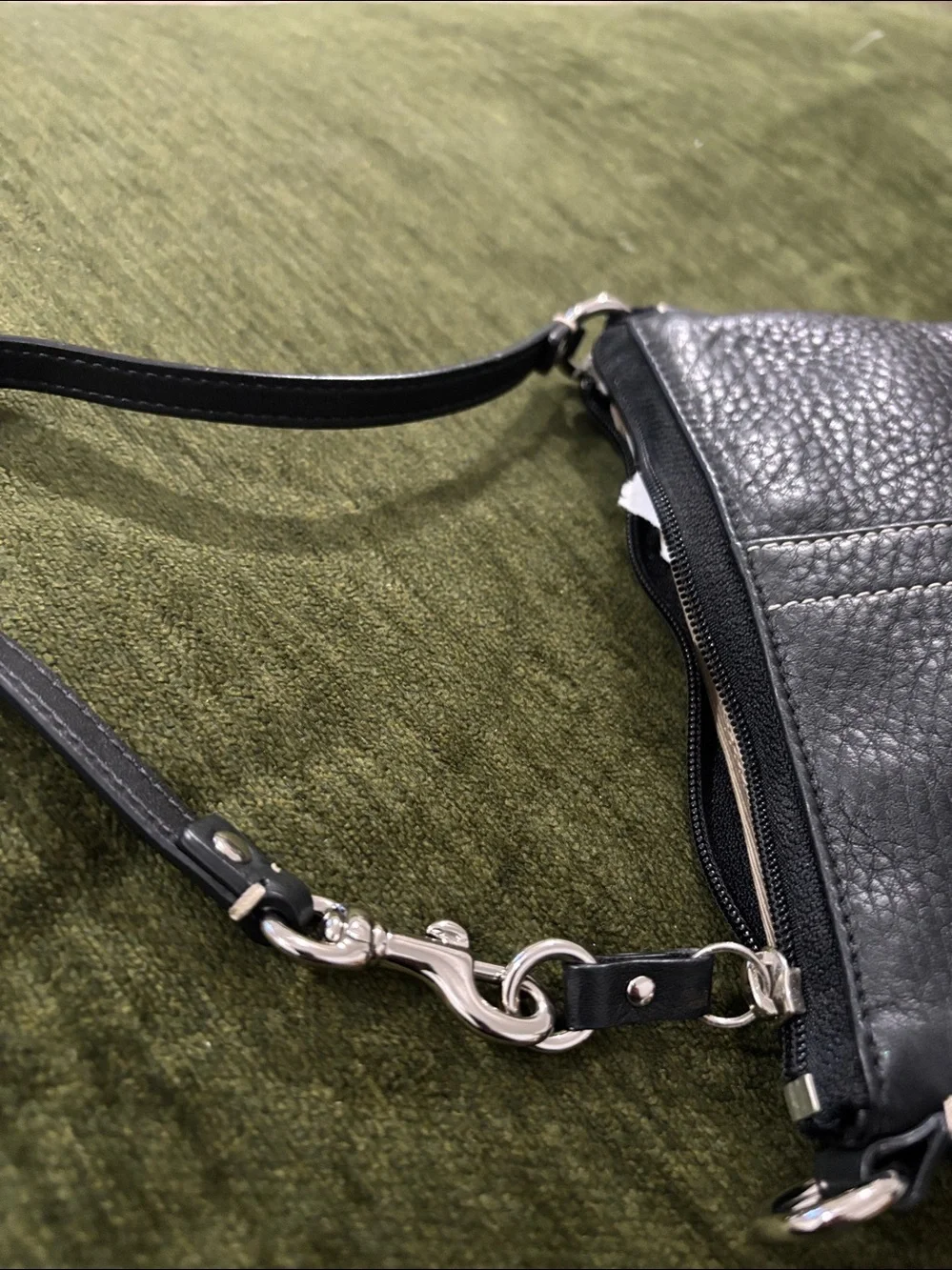 Vintage Coach black Pebbled Leather Mini Demi Pouch Baguette Bag Wristlet Y2K